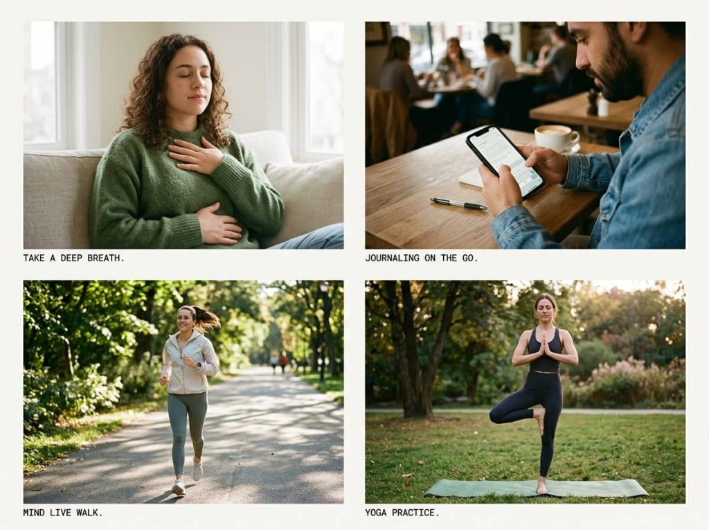 Daily techniques for managing emotions like breathing and journaling to boost productivity