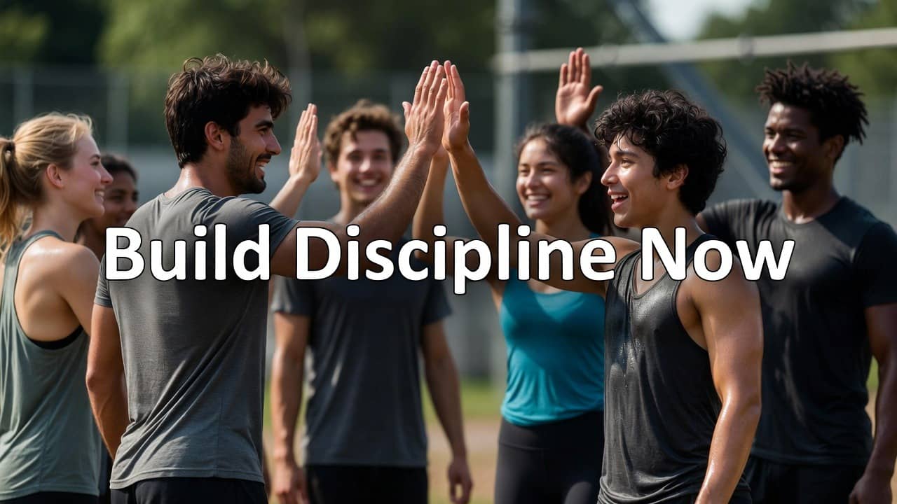 Group of young Americans celebrating discipline building success