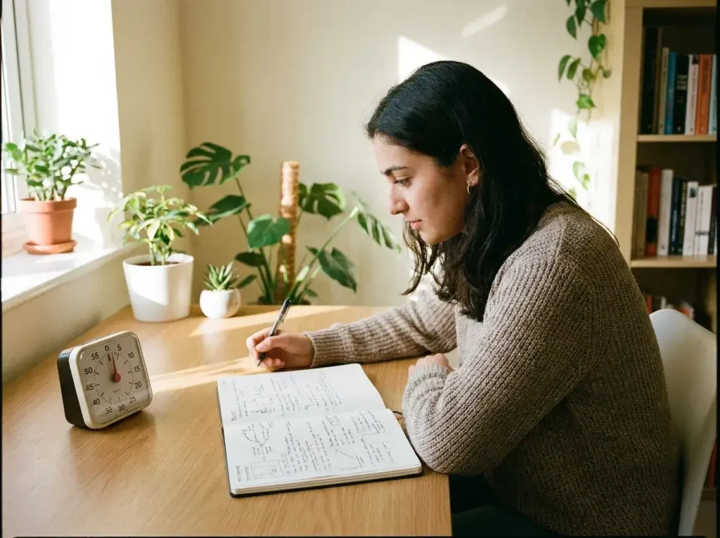 student using pomodoro technique as a study strategy
