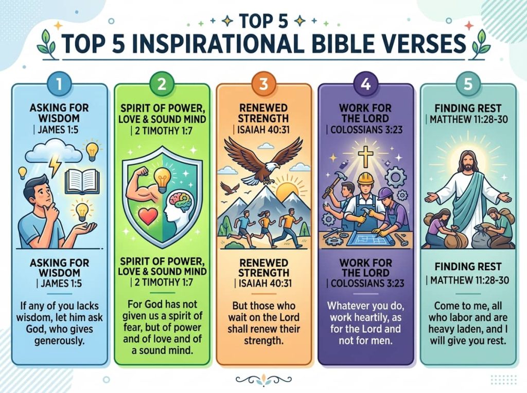 op Bible verses for studying for exams infographic for student productivity.